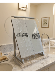 Tile with water running over it.